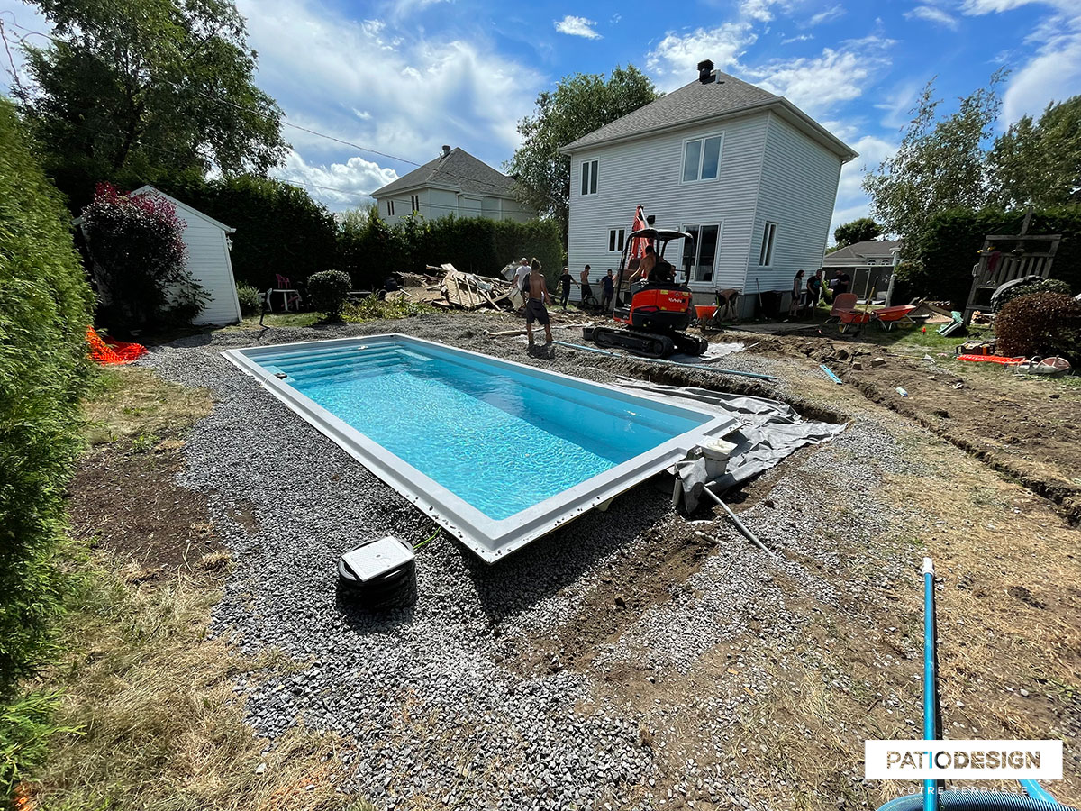 Inground pool Installation by Patio Design inc.