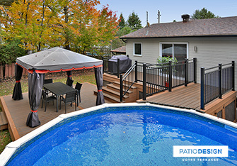 Patio avec piscine hors-terre par Patio Design inc.