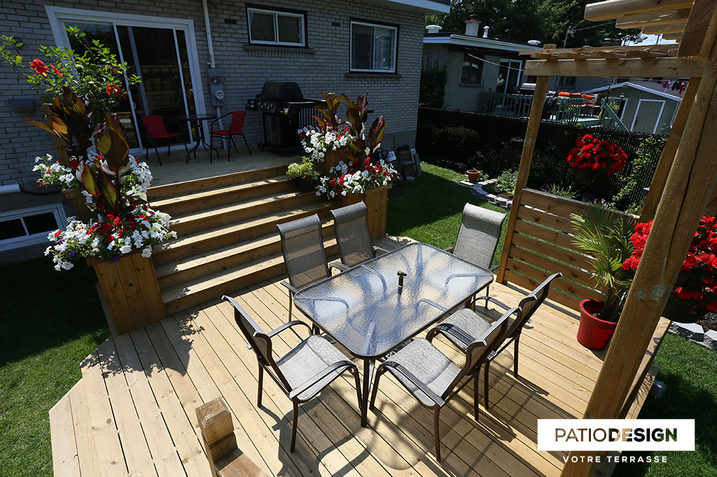 Patio around above ground pool by Patio Design inc.