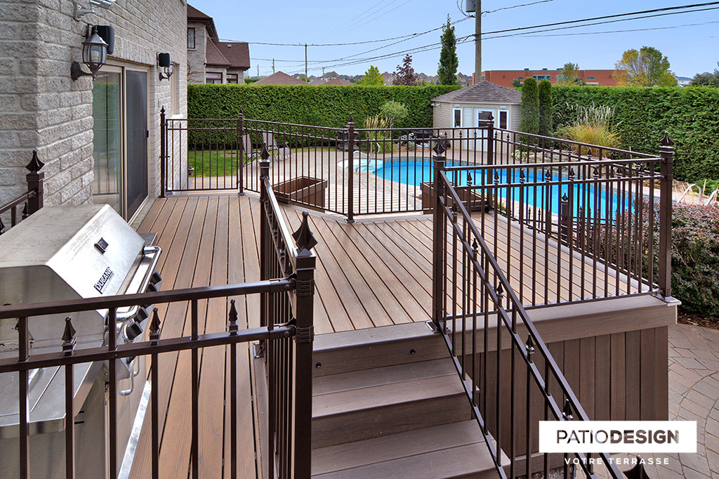 Patio around an inground pool by Patio Design inc.