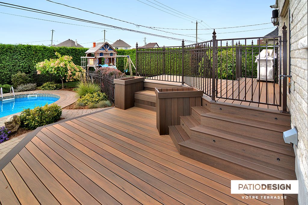 Patio around an inground pool by Patio Design inc.