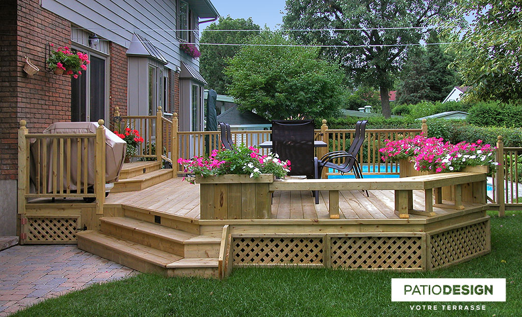 Patio around an inground pool by Patio Design inc.
