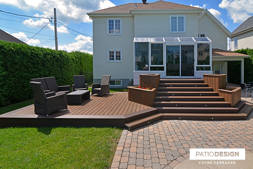 Patio around an inground pool by Patio Design inc.