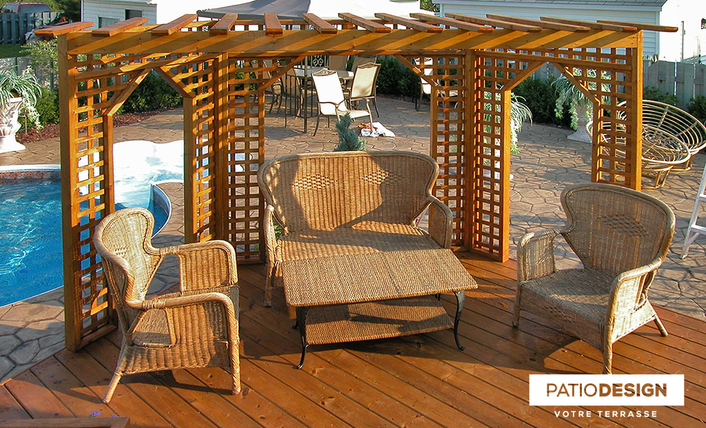 Patio around an inground pool by Patio Design inc.