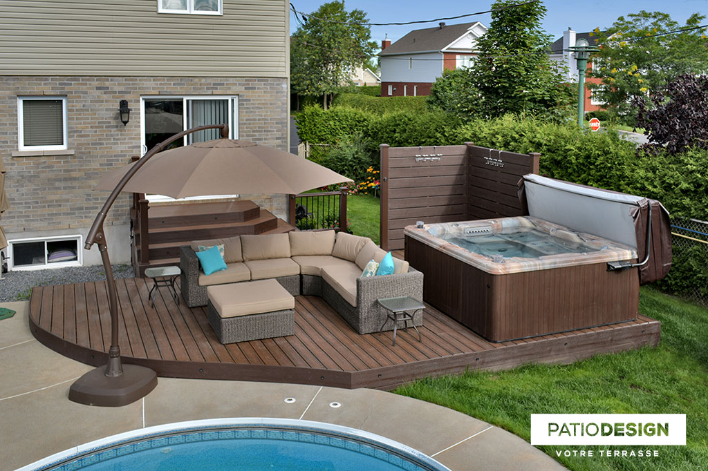 Patio around an inground pool by Patio Design inc.