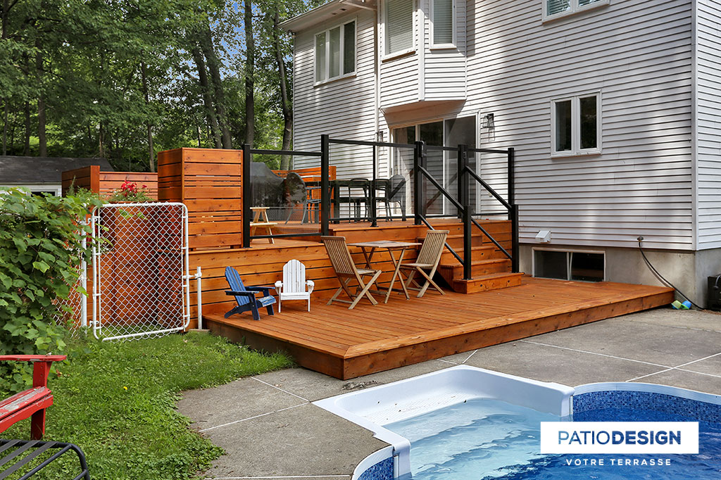 Patio around an inground pool by Patio Design inc.