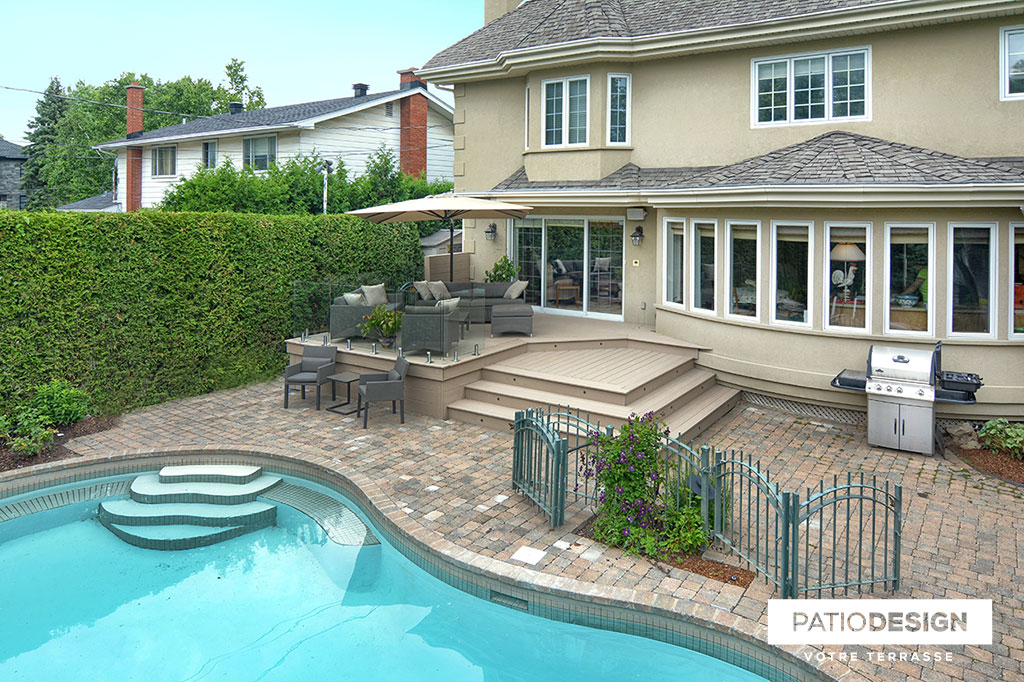 Patio around an inground pool by Patio Design inc.