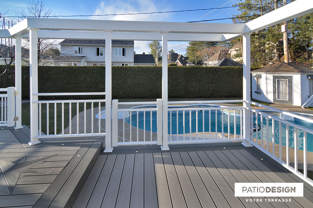 Patio around an inground pool by Patio Design inc.