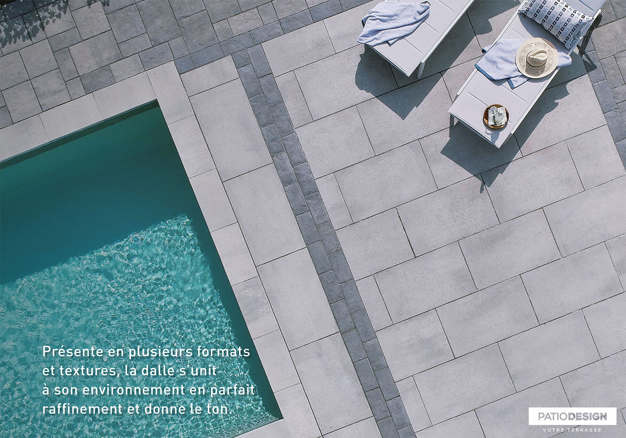 Pavé Permacon Dalles Méga Melville et Dalles Mondrian Plus par Patio Design inc.
